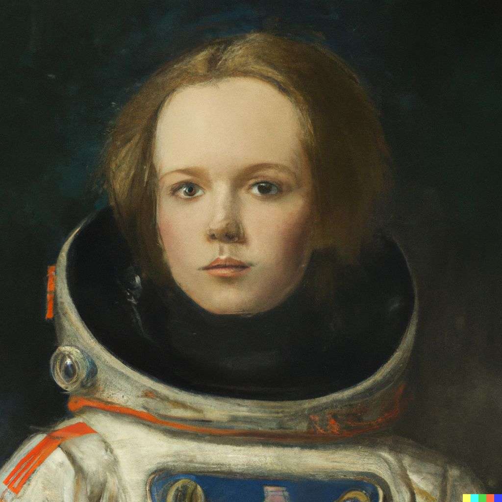 an astronaut, painting from the 19th century